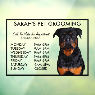 Vinilos Para Cristales Dogs Rottweiler Mascota Grooming Hours Business