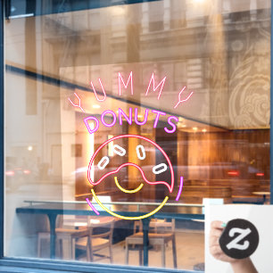 Vinilos Para Cristales Donas de Luz de Neón Falso Donas Deliciosas Tienda