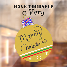 Vinilos Para Cristales Dorado Ornamet Ball Feliz Navidad Verde Rojo