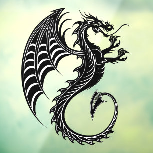 Vinilos Para Cristales Dragon Black Shape Tattoo Style