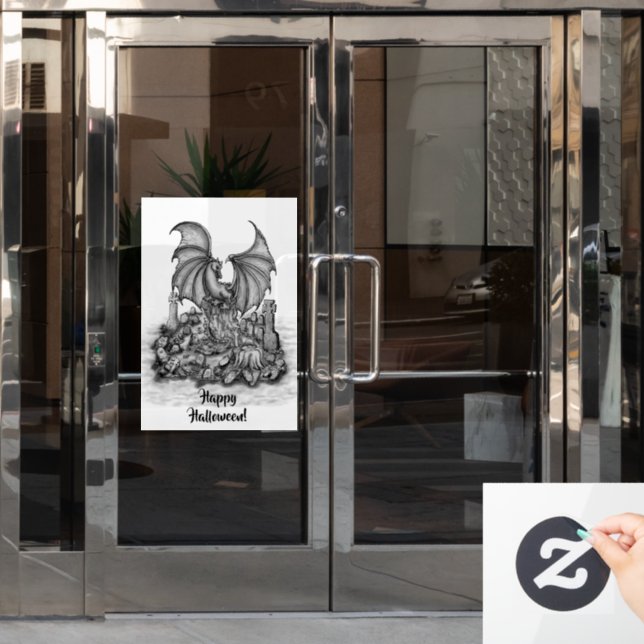 Vinilos Para Cristales Dragón con zombi (Puerta de oficina)