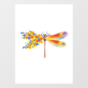 Vinilos Para Cristales Dragón de flores amarillas