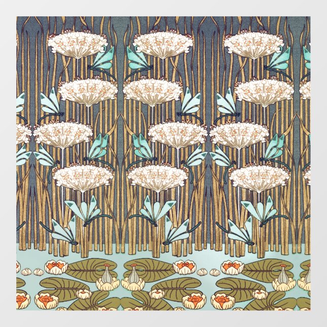 Vinilos Para Cristales Dragonflies Water Lilies Marsh Art Nouveau (Hoja)