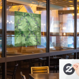 Vinilos Para Cristales Dragonismos alados morados en verde tilo suave