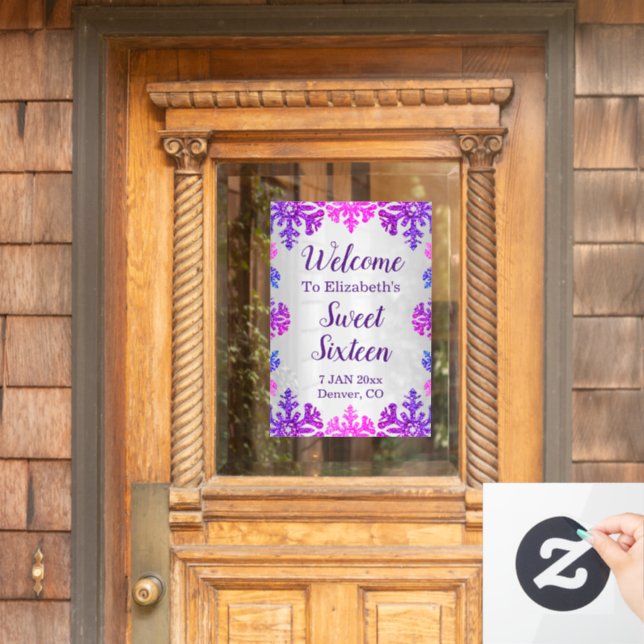 Vinilos Para Cristales Dulce cumpleaños de copo de nieve de invierno 16 (Puerta de casa)