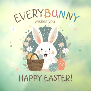 Vinilos Para Cristales Easter Bunny Egg Basket ID1013