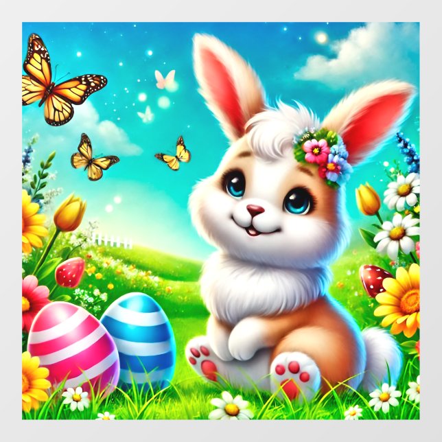 Vinilos Para Cristales Ein glücklicher Hase (Hoja)