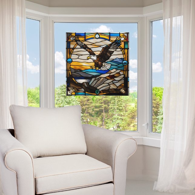 Vinilos Para Cristales El águila calva de vidrio manchado falso en vuelo (Subido por el creador)