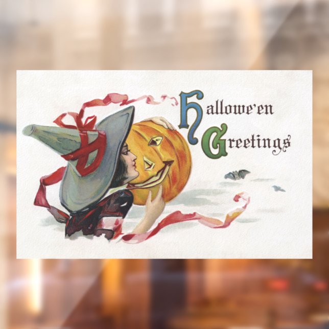 Vinilos Para Cristales El beso de la bruja: un Jack o Lantern en Hallowee (Hoja 2)