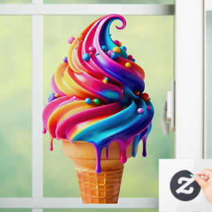 Vinilos Para Cristales El clásico cono de helado vibrante de SlipperyJoe'