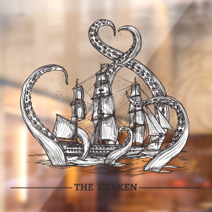 Vinilos Para Cristales El Pulpo Kraken Barco de Vela Náutico