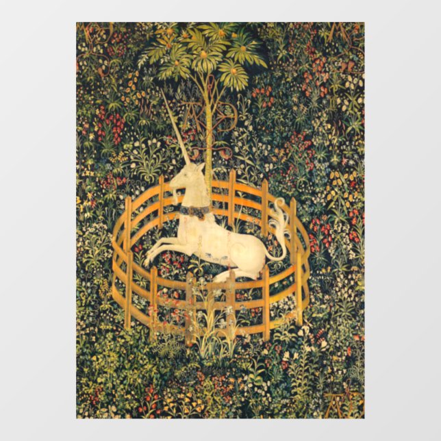 Vinilos Para Cristales El unicornio en cautiverio (Hoja)