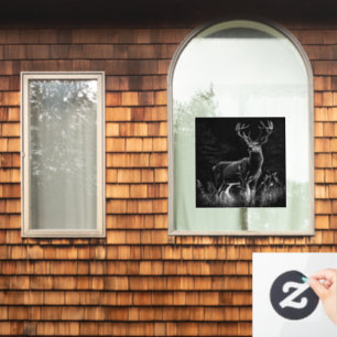 Vinilos Para Cristales El venado majestuoso en la naturaleza - Arte blanc