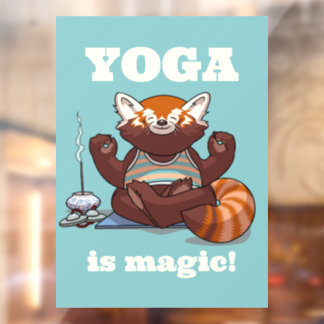 Vinilos Para Cristales El Yoga del Panda Rojo es Mágico! Arte de Meditaci