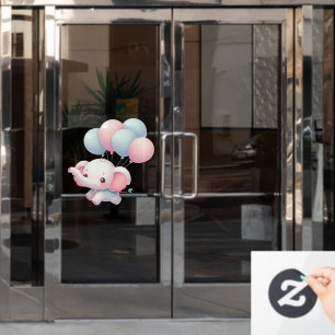 Vinilos Para Cristales elefante de bebé con globos