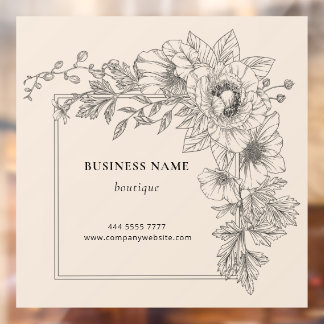 Vinilos Para Cristales Elegant Black Beige Floral Frame Nail Hair Salon 