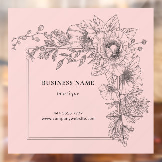 Vinilos Para Cristales Elegant Black on Pink Floral Frame Salon Boutique 