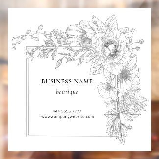 Vinilos Para Cristales Elegant Black & White Floral Frame Salon Boutique 