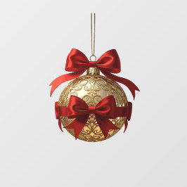 Vinilos Para Cristales Elegant Christmas Ornament Beige and Red