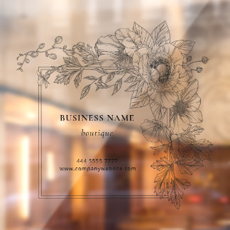 Vinilos Para Cristales Elegant Floral Border Boutique Salon Business Name