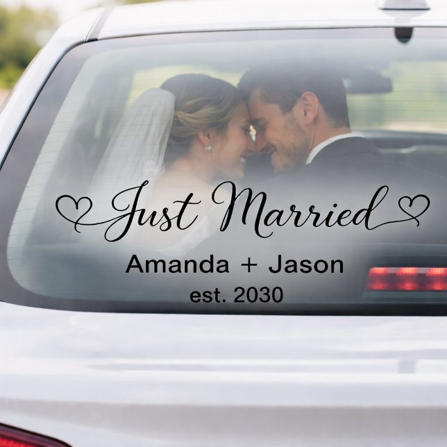 Vinilos Para Cristales Elegant Just Married Hearts Black Script (Subido por el creador)