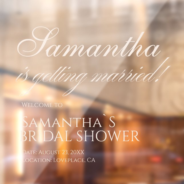 Vinilos Para Cristales Elegant White is Getting Married! Bridal Shower  (Hoja 2)