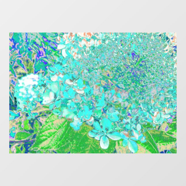 Vinilos Para Cristales Elegante Aqua y Green Limelight Hydrangea Detail (Hoja)