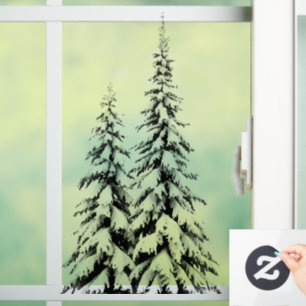 Vinilos Para Cristales Elegante Árbol Verde de Navidad