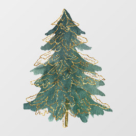 Vinilos Para Cristales Elegante Árbol Verde de Oro de Navidad