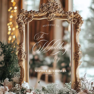 Vinilos Para Cristales Elegante Boda de guión Bienvenido Espejo Decoraci