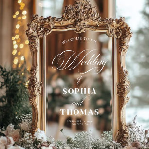 Vinilos Para Cristales Elegante Boda de guión Bienvenido Espejo Decoraci
