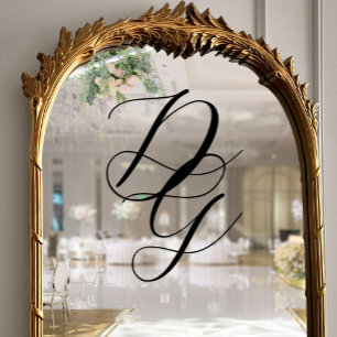 Vinilos Para Cristales Elegante Boda de Monograma con escritura negra sup