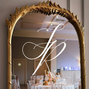 Vinilos Para Cristales Elegante Boda de Monograma de Guión Blanco