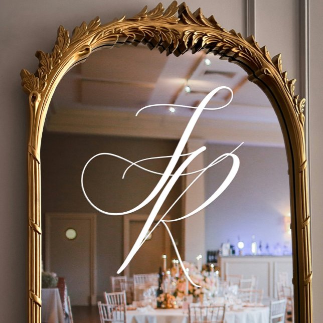 Vinilos Para Cristales Elegante Boda de Monograma de Guión Blanco (Elegant White Script Monogram Wedding Window Cling)