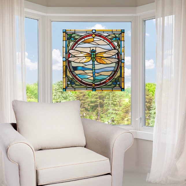 Vinilos Para Cristales Elegante Dragonfly Faux Stained Glass (Subido por el creador)