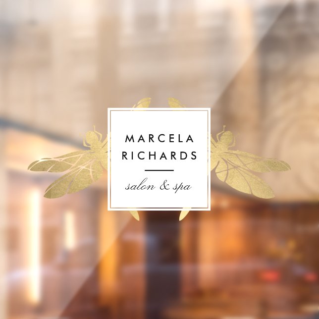 Vinilos Para Cristales Elegante Faux Gold Dragonfly Duo Salon Boutique (Hoja 2)