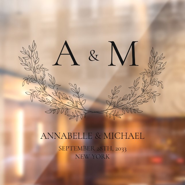 Vinilos Para Cristales Elegante fecha de nombres de monograma de boda (Hoja 2)