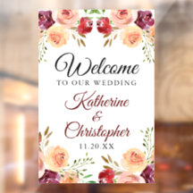 Elegante floral borgoñona bienvenida a nuestro Bod