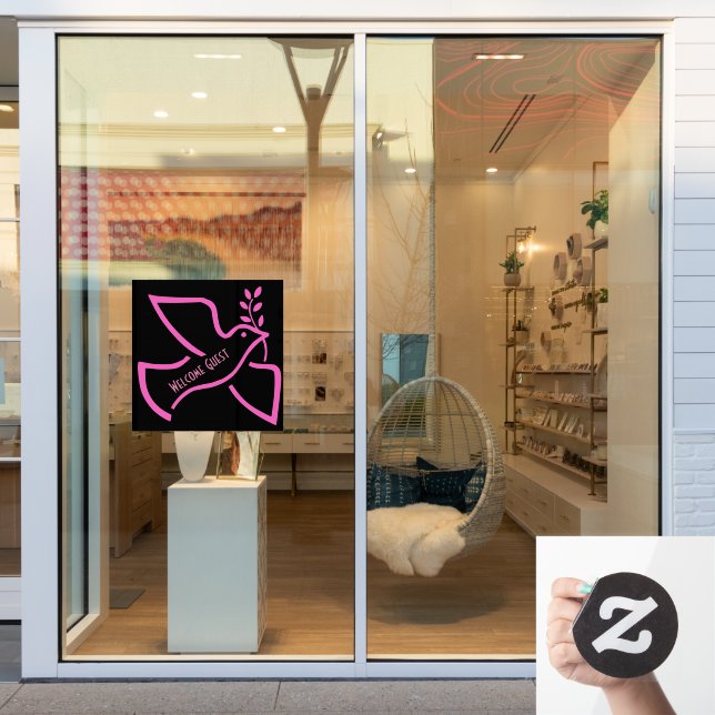 Vinilos Para Cristales Elegante foto de la placa de bienvenida de pájaros (Ventana de la tienda)