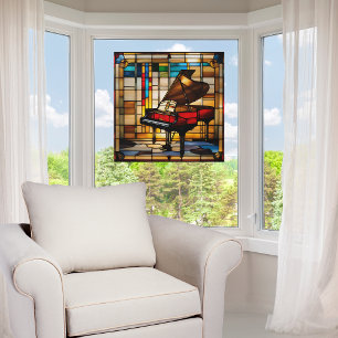 Vinilos Para Cristales Elegante Grand Piano Faux Stainass
