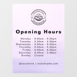 Vinilos Para Cristales Elegante logotipo comercial y horas de apertura Az