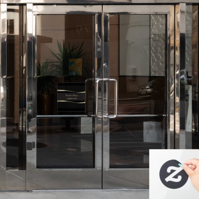 Vinilos Para Cristales Elegante Lujo Moderno, Oro, Negro (Puerta de oficina)