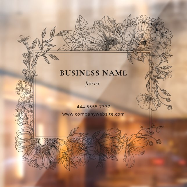 Vinilos Para Cristales Elegante Marco Floral Negro Florista Transparente (Hoja 2)