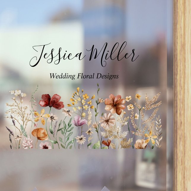 Vinilos Para Cristales Elegante Monograma Acuarela Bonita Flor Silvestre (In situ)