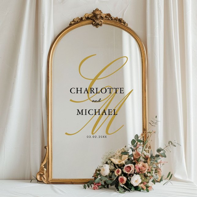 Vinilos Para Cristales Elegante, monograma, boda, (Personalized, elegant, monogram, scripted font, wedding, window cling with your names and date. )