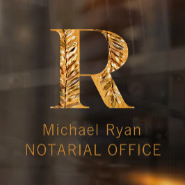 Vinilos Para Cristales Elegante Monograma Personalizado Blanco y Oro