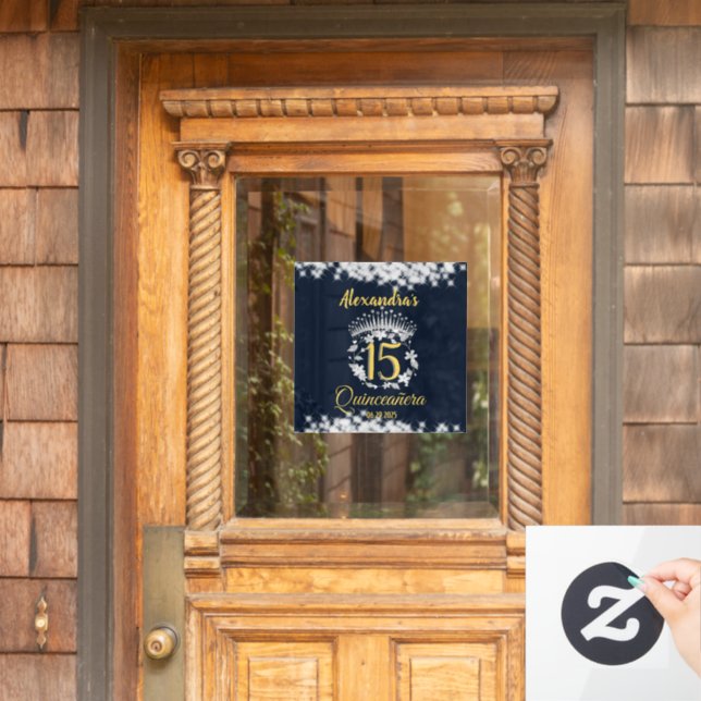 Vinilos Para Cristales Elegante Princesa Azul Real Quinceanera (Puerta de casa)