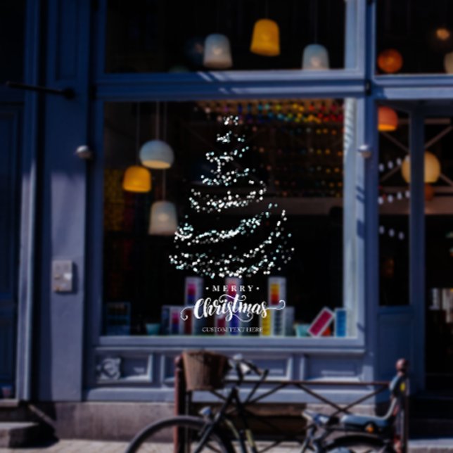 Vinilos Para Cristales Elegante Purpurina Navidad Árbol de escaparate de  (Elegant Glitter Christmas Tree Storefront Holiday Window Cling)