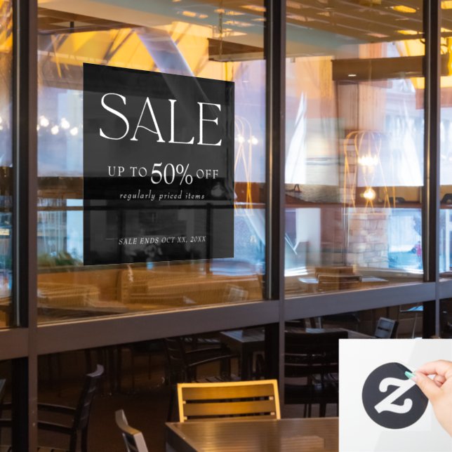 Vinilos Para Cristales Elegante Serif Retail Black Sale Window Cling (ventana del restaurante)