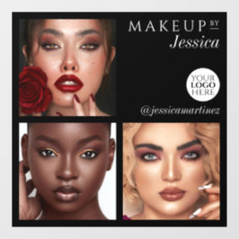 Vinilos Para Cristales Elegante tipografía negro 3 foto logo maquillaje